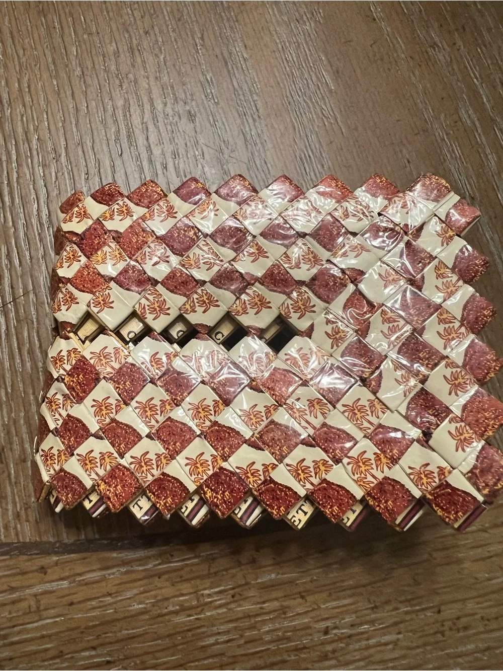 Woven Red and Cream Men's Wallet - Stylish Check Pattern